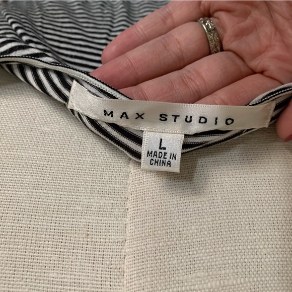 Max Studio Black and White Striped Tank Sz LG - Picture 4 of 5